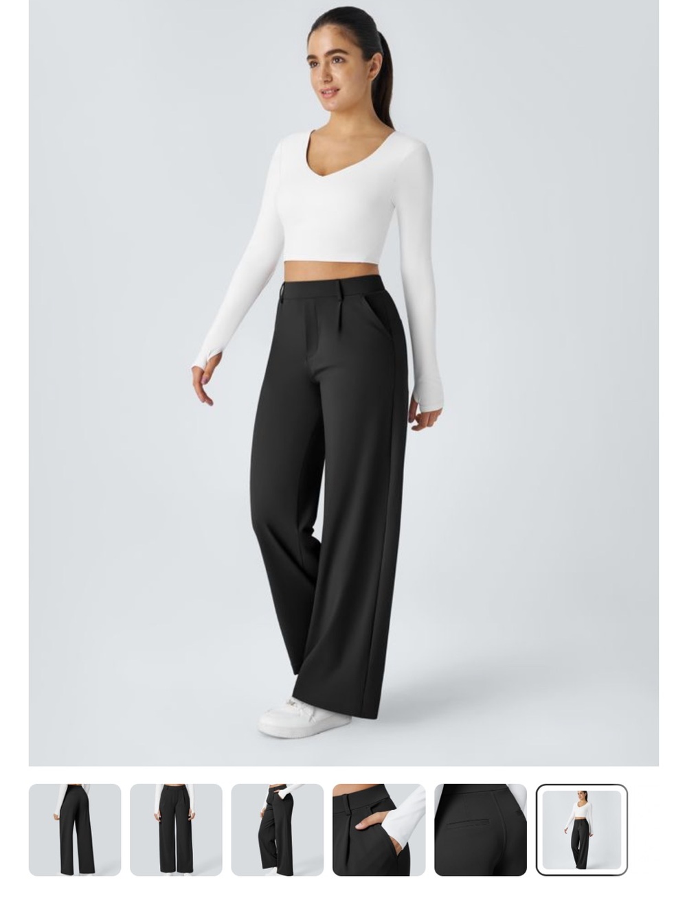 HALARA Black Wide-Leg High-Waist Trousers petite small NEW, tags off